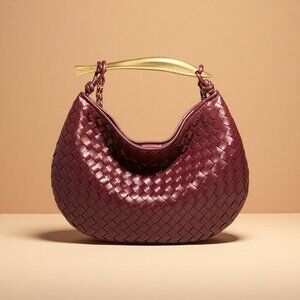 Intrecciato Leather Satchel – Sardine Chain, Brass Handle